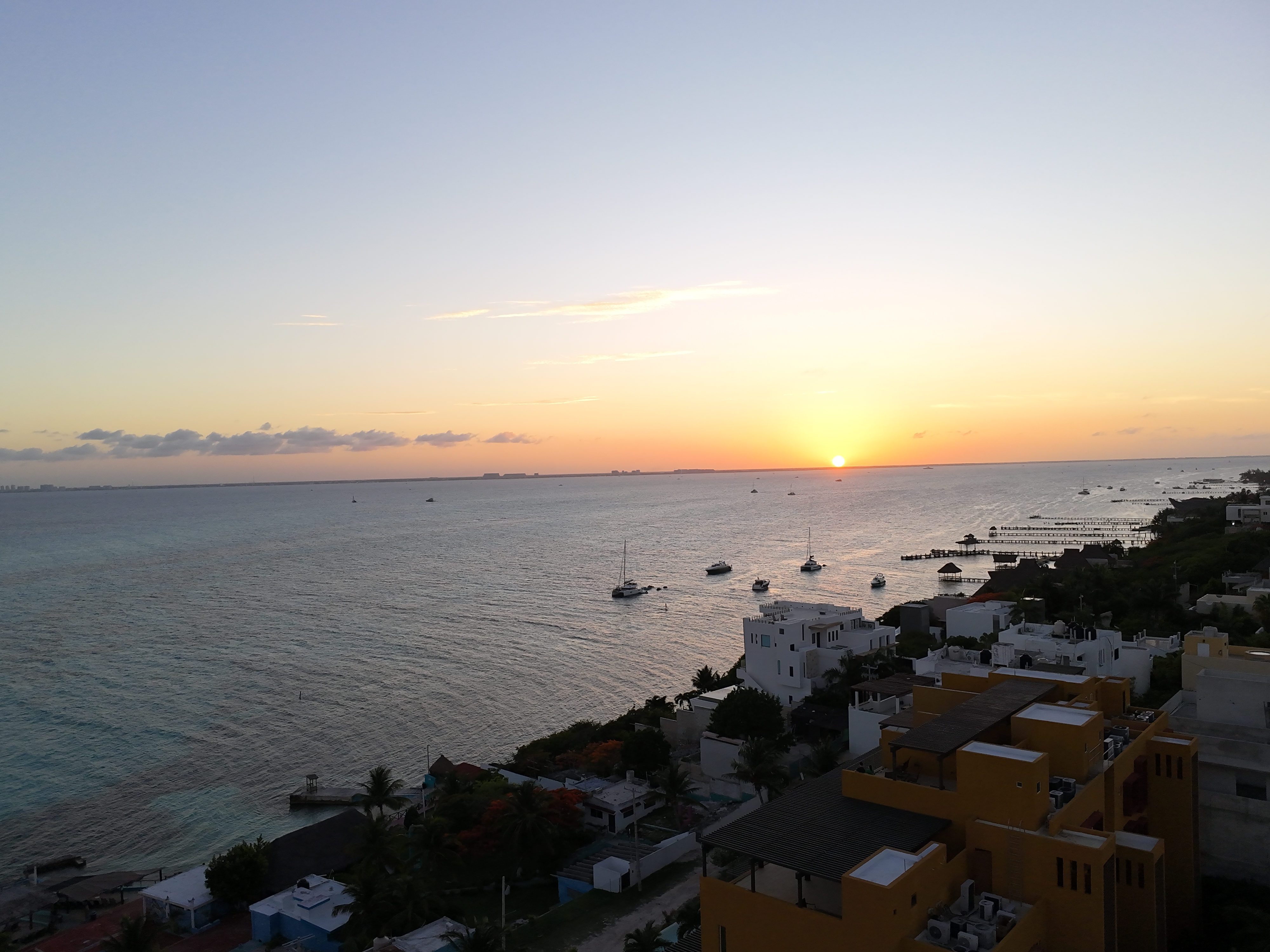 Sunset over Bahía de Mujeres and the south end of Isla Mujeres